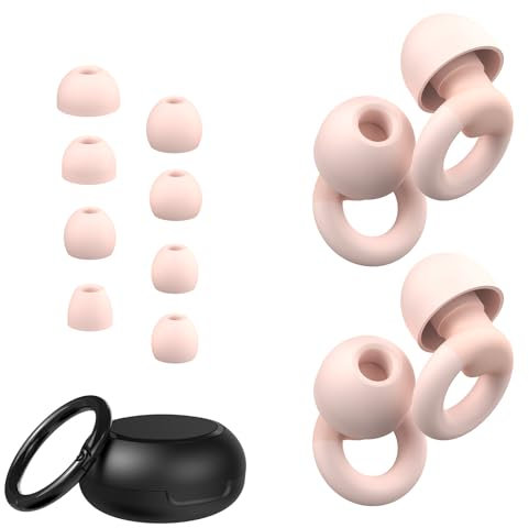 JUSTRVN Ear Plugs for Sleeping, 2 Pairs of Reusable Earplugs for Noise Reduction 25dB-30dB with 8 Ear Tips, Soft Hearing Protection Ear Plugs for Concert,Noise Sensitivity, Study & Work