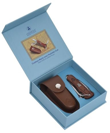 LAGUIOLE HERITAGE - Couteau Pliant de Marin - Coffret cadeau - Couteau Multifonctions - Livré avec un étui en cuir