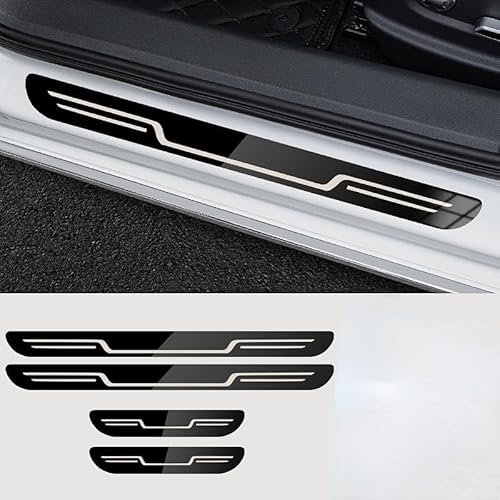 4 Pièces Bande de Seuil de Porte en Acier Inoxydable Automobile pour Mini Electric Cooper SE (F56) 2019-2021, Protection Seuil de Porte Voiture(Black)