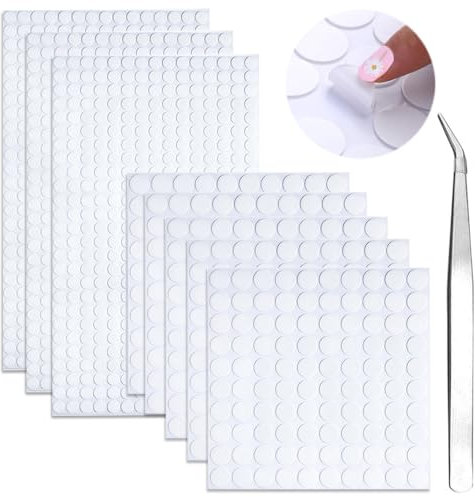 Zasvec Puntos Adhesivos de Doble Cara 1280 Piezas Pegatinas de Puntos Doble Cara Adhesivo Redondo Autoadhesivo Puntos Transparentes Puntos de Pegamento de Globos para Decoraciones, 8 Hojas