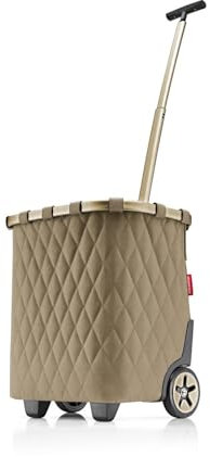 reisenthel carrycruiser Frame Rhombus Olive – Tragbarer Einkaufstrolley mit stabilem Aluminiumrahmen, Schultergurt und herausnehmbarer Netz-Innentasche – Aus wasserabweisendem Material