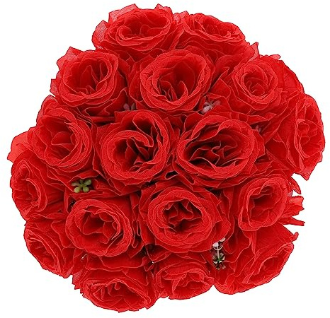 PRETYZOOM Künstliche Blumen Lebendiger Friedhofsblumenstrauß Mit 18 Roten Rosen Als Gedenkblumen Für