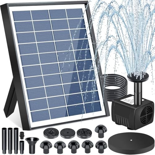 ZQEJEFD Fuente Solar Jardin Exterior 6.5w, Bomba de Agua Solar, Bomba Solar para Estanque, Bomba de Agua de Estanque Solar con 9 Boquillas, para Jardín Baño de Pájaros, Pecera, Estanque Pequeño