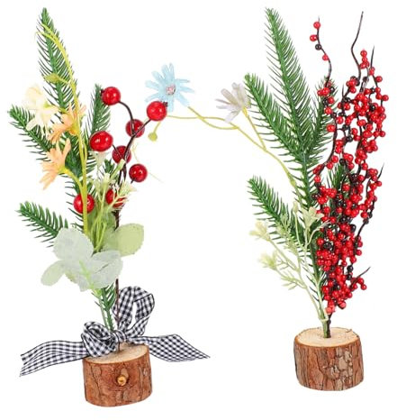 Cabilock 1 Jeu Arbre De Noël Simulé Bannière du Père Noël Décoration Fraîche Sapin De Noel Artificiel Sapin Noel Artificiel Mini Arbre Arbre De De Bureau Fil De Fer 2 Pièces