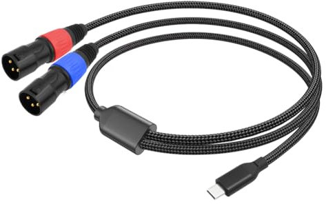 Luobannm Type C to Dual XLR Male Aux Audio Cable USB C to Dual XLR Audio Cable Type C to XLR Male Output Stereo Cord 200cm