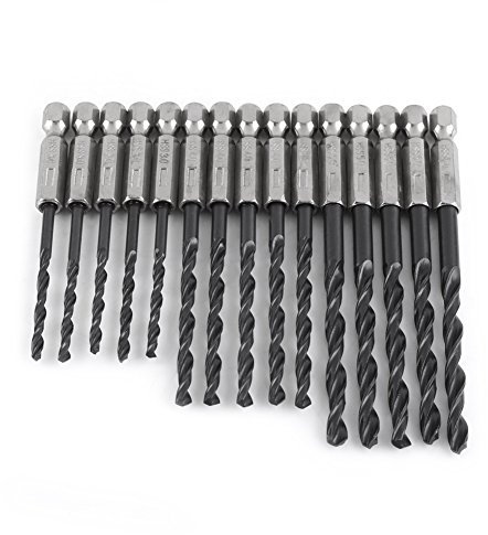 High Speed Steel Hex Shank Twist Drill Bits 15pcs 3mm 4mm 5mm for Woodworking Metal Plastic Drilling Tools Black Oxide Coated