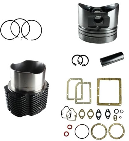 Generico Kit Cilindro e Pistone + Serie Guarnizione Completa e Paraoli Compatibile per Motore Lombardini Diesel 6LD 400 per Motozappa e Motocoltivatore