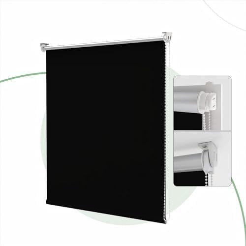 HOMEDEMO Verdunklungsrollo ohne Bohren, Verdunkelungsrollo Klemmfix, Schwarz B90 x H120 cm (Stoffbreite 85cm), Klemmrollo Fensterrollo Sonnenschutz und Sichtschutz, Rollos für Fenster & Tür