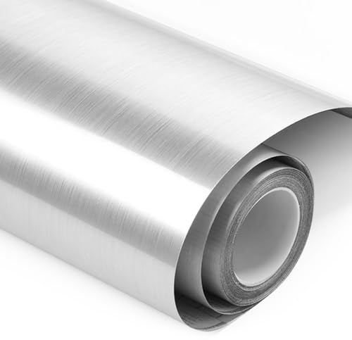 Yuragim Spiegelfolie Selbstklebend, Spiegelfolie Wandspiegel 40×500cm, Silber Klebefolie Möbel Flexibel Spiegel Aufkleber für Schrank Wand Deko Selbstklebende Vinylfolie Möbelfolie für Wohnzimmer Büro
