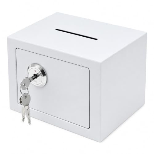 Einwurftresor Geldkassette abschließbar mit Schlüssel 4,6 L 23 × 17 × 17 cm | Q235-Stahlgehäuse, Geldbox mit Einwurfschlitz, Büro und Geschäft, Wandmontage oder freie Aufstellung
