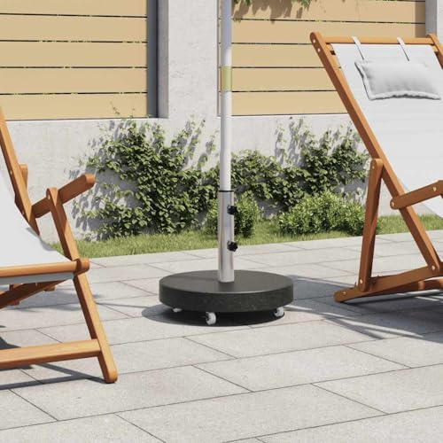 Teenpull Parasol Stand Granite 30 kg Round Black Robust Patio Umbrella Base with Wheels for Garden & Outdoor Sturdy Umbrella Holder for Large Parasols 38/48 mm