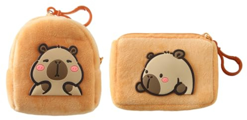 OIXYEY 2 pièces Porte-monnaie capybara en peluche Porte-monnaie mignon Porte-monnaie amusant Petit porte-monnaie Kawaii Mini porte-monnaie, porte-monnaie capybara, mini fermeture éclair portable