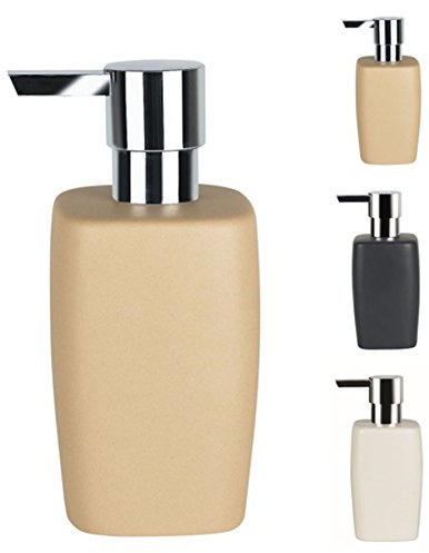 Spirella Seifenspender Retro | mit Edelstahlpumpe | Flüssigseifen-Spender | Porzellan | 300ml | Langliebig und Robust | Bahama Beige