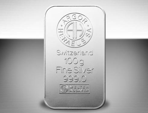 SILBERBARREN 100 Gramm / 100g Heraeus / Umicore MOTIV SILBER Barren Feinsilber 999 er --- Das wertbeständige Geschenk für die lebenslange Erinnerung an freudige Ereignis