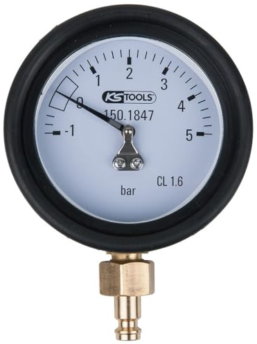 KS Tools 150.1847 Manometer 1,0 - 5,0 bar inkl. Anschlussnippel und Schutzkappe