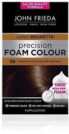 John Frieda Precision Foam Color 5B, Salon Finish Haarfarbe, 100% Grauabdeckung, mittelschokoladenbraun, 1 Stück