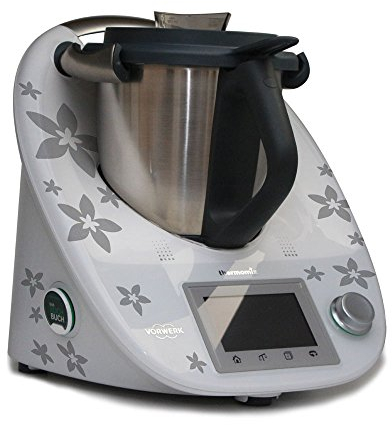 Aufkleber für den Thermomix TM5 - Bluetensterne silbergrau