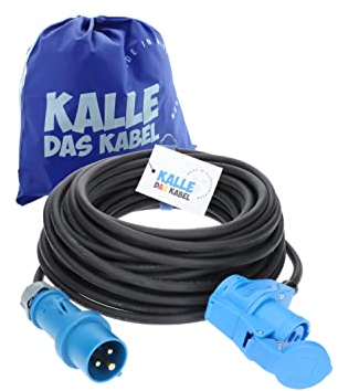KALLE DAS KABEL CEE Verlängerung 230V Campingkabel Wohnmobil-Kabel Camping-CEE Kabel mit Camping Stecker und Winkelkupplung H07RN-F 3G 2,5mm² 50 Meter