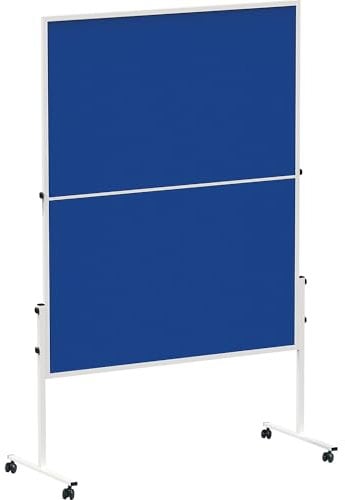 MAUL Moderationstafel MAULsolid 150x120 cm | Klappbare Pinnwand für beidseitige Nutzung | Pinnwand Filz für Moderationskarten, Pinnnadeln | Tafel für Büro, Schule, Universität | Blau