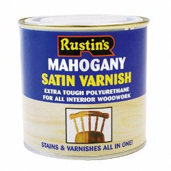 Rustins Polyurethane Satin Varnish 250ml Mahogany