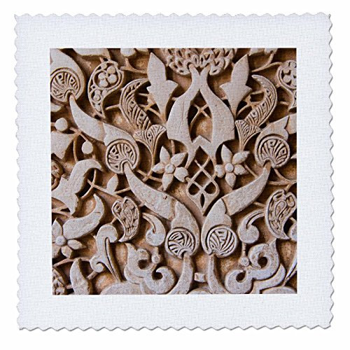 3D Rose Granada Spanien Alhambra Detail of Architecture In Nasrid Palace Quadratischer Steppdecke, 20,3 x 20,3 cm