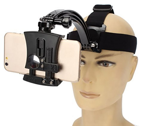 Adjustable Head Strap Phone Holder With Helmet Extension Arm For Mobile Phone