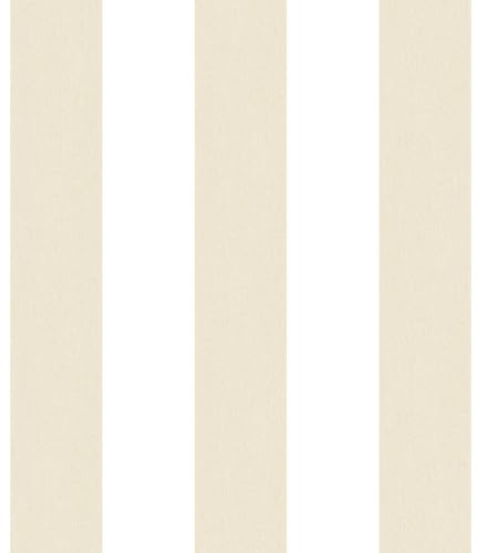Galerie G67579 Smart Stripes 2, Wide Stripes Design Wallpaper, Beige/White, 10m x 53cm