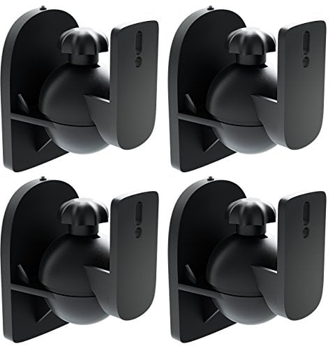 deleyCON 4X Universal Lautsprecher Wandhalterung Halterung Boxen Halter Schwenkbar + Neigbar bis 3,5Kg Deckenmontage + Wandmontage - Schwarz