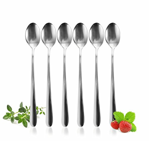Sendez 6 Edelstahl Löffel 19cm für Latte Macchiatto Rostfrei Teelöffel Dessertlöffel Kaffeelöffel Eislöffel