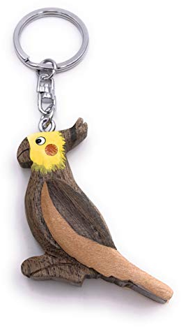 H-Customs Nymphensittich Sittich Vogel Holz Edel Handmade Schlüsselanhänger Anhänger