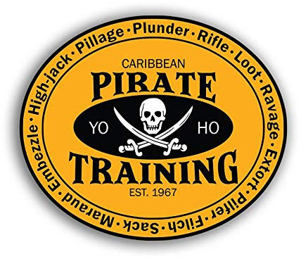 Caribbean Pirate Training Yo Ho Jolly Roger Vinyl-Aufkleber – Auto, LKW, Van, SUV, Fenster, Wand, Laptop, 14 cm (5,5 Zoll) Aufkleber – MKS1262