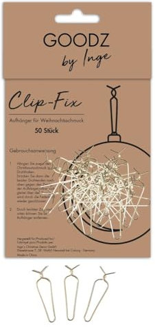 50 Stück I Clip Fix I Gold I Aufhänger für Weihnachtskugeln