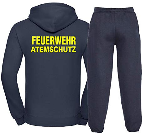 Kapuzen-Jogginganzug Navy, Feuerwehr ATEMSCHUTZ Neongelb XL
