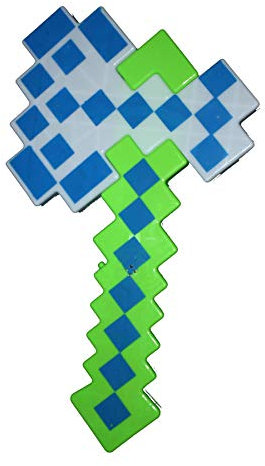 The Dragons Den Flashing 8-Bit LED Pixel Block Survival Craft Light-Up SFX Hatchet Axe Prop [Emerald LED Hatchet]