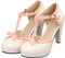 LUXMAX Ladies Rockabilly Shoes Platform T-Bar Court Shoes Patent Mary Jane Heels Size 6UK,White