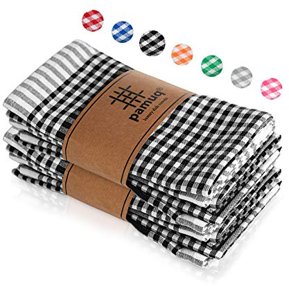 pamuq Geschirrtücher Baumwolle 100% - schwarz kariert, 10er Set, 45x65cm, mit Aufhänger - Geschirrhandtücher Baumwolle Trockentücher Küche Küchentücher Baumwolle Küchenhandtücher