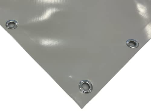 TENDAGGIMANIA LKW Plane 4x7m - mit Ösen aus Aluminium, 650 g/m²- mit umlaufendem Saum und Rundösen im Abstand von ca. 50cm - Massnahme 4m x 7m - Farbe: Grau 802