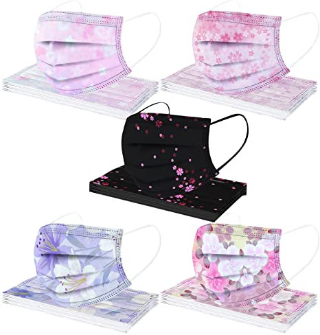 50 Stück Erwachsene Mundschutz 𝐌𝐞𝐝𝐢𝐳𝐢𝐧𝐢𝐬𝐜𝐡 Einweg 3-lagig mit Motiv Bunt Mund Nasenschutz Cartoon Druck Tücher Atmungsaktiv Mund-Tuch Bandana Halstuch Schals (A001)