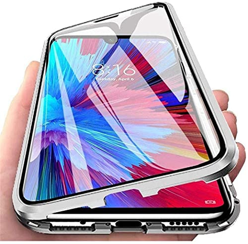 LIUKM Hülle für Samsung Galaxy Note 10 Plus Magnetische Adsorption Handyhülle 360 Grad Stoßschutz Vorne hinten Gehärtetes Glas Schutzhülle Metallrahmen Cover Case - Silber