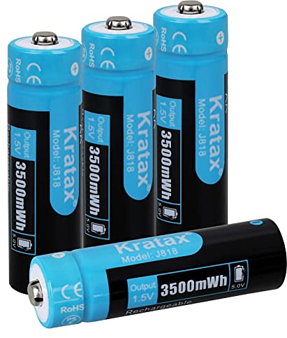 Kratax Pile AA Rechargeable Lithium, Pile 1,5V AA Rechargeable au Lithium, Pile AA au Lithium 3500mWh