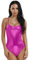 Freebily Justaucorps Danse Classique Femme Body String Cuir sans Manches Taille Haute Mode Maillot de Bain 1 Pièce Leotard Ballet Jumpsuit High Cut Clubwear Y Rose S