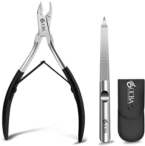 OCBA Cuticle Nail Clipper Cutter Stainless Steel Nipper for Fingernails Toenails Cuticle Remover for Men & Women in Leather Pouch (Nail Cutter)