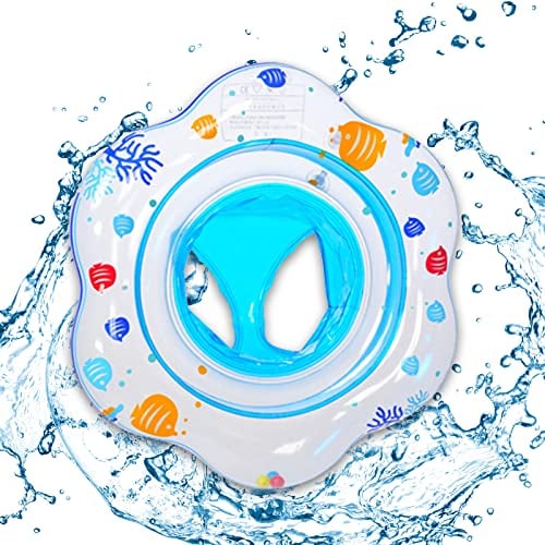 MIRFURT Baby Schwimmring, Baby Schwimmen Ring mit Sicherheit und weichem PVC-Sitz, Baby Schwimmhilfe Säuglingstraining für Alter 6-36 Monate, Schwimmringe geeignet für Babyschwimmen oder -Baden(Blau)