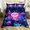 Loussiesd Axolotl Bettwäsche Set 135x200cm Mädchen Rosa Axolotl für Bettwäsche Kinder Jungen Karikatur Salamander Bettbezug Set Pilzblätter Betten Set Lila Blau Meerespflanzen Dekor mit 1 Kissenbezug