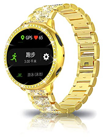 Metall Armband + Schutz Hülle Kompatibel mit Samsung Watch Active 2 44mm/ 40mm Armband Edelstahl Für Herren Damen Ersatz Für Samsung Galaxy Watch Active 2 44mm/ 40mm (Gold,40mm)