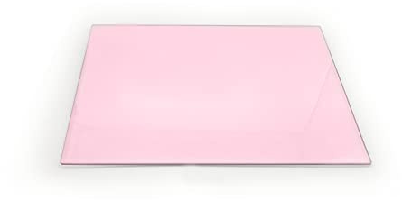 Clear Glass Chopping Board with Pastel Pink Print - Size 50cm x 40cm - Non Slip Glass Worktop Savers for Kitchen - Great Worktop Protector for Any Food prep