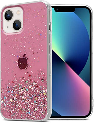 Cadorabo Hülle kompatibel mit Apple iPhone 14 Rundumschutz TPU Silikon Case Mädchen Glitzer Strass Design Slim Kratzfest Weiche Gummi Bling Schutzhülle für Apple iPhone 14 in Rosa