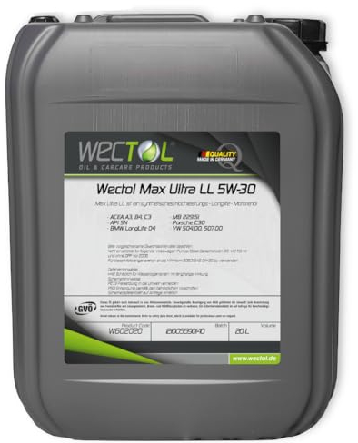 Wectol Max Ultra LL 5W-30 Motoröl / 20 Liter