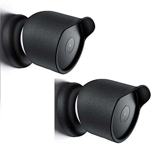 Aokicase For Google Nest Cam Outdoor and Indoor Silicone Cover, All Including Rain Cover, No-Drill Protective Case for Google Nest (Google Nest, Black) 20220505, 2psc