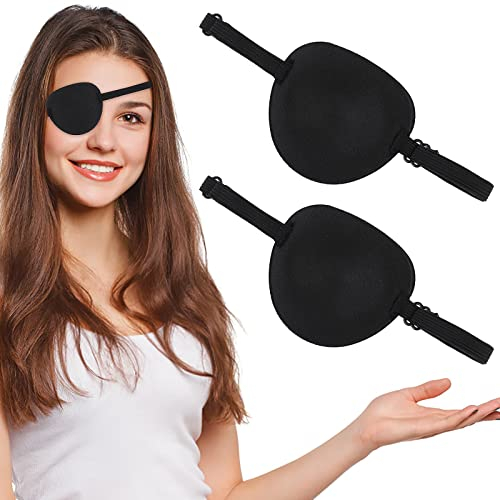 2 Pièces Cache Oeil Médical pour les Yeux Adulte Enfants Noir Réglable Cache Oeil Unique Cosplay Pirate Cache Oeil pour les Yeux Période de Récupération Utilisation Quotidienne